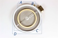 Värmezon, Husqvarna spis & ugn - 230V/2200W A:135 / B:154 / C:205 / D:228 mm  (dubbelzon)